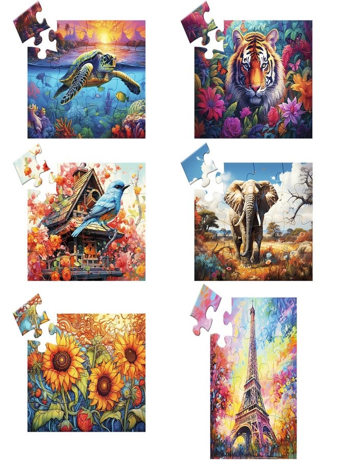WSCXSC 6 Pack 16 Large Piece Puzzles for Seniors Puzzles Dementia Alzheimer's Products and Activities Alzheimer's Puzzle Elderly Adults Cognitive Game Gift for Patients in Nursing Home with 6 Storage Bags - Image 1